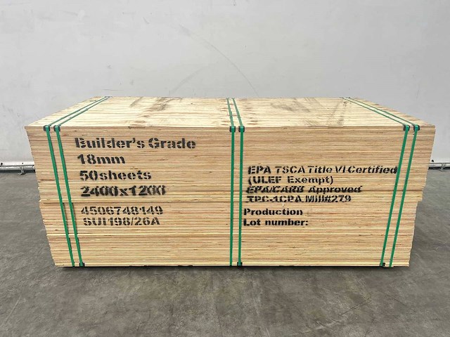 Partij multiplex/plywood platen elliotti 2400x1200x18mm 50 stuks nieuw - afbeelding 1 van  1