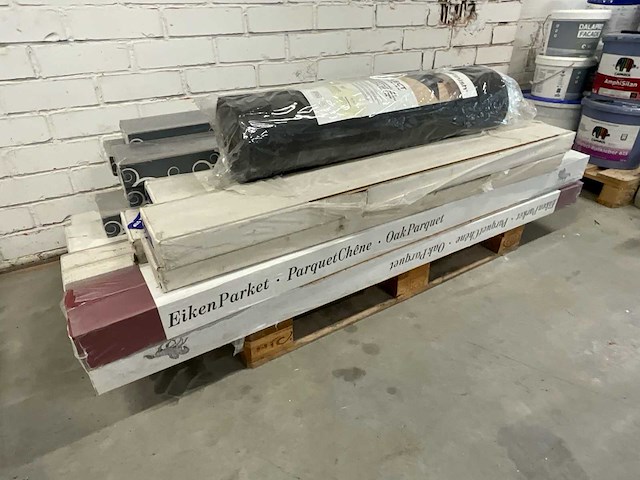 Partij restpartij plaatmateriaal, parket en isolatie (mdf, osb, gips, eikenparket) - afbeelding 3 van  6