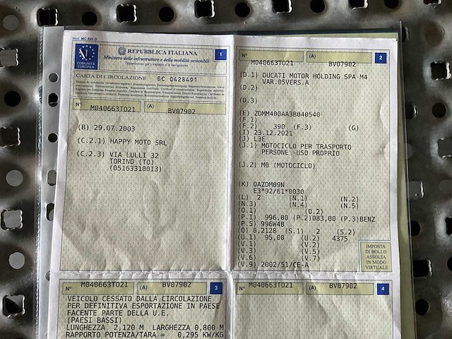 Partij van 9 ducati motorframes met bijhorende documenten/kentekenpapieren - afbeelding 14 van  15