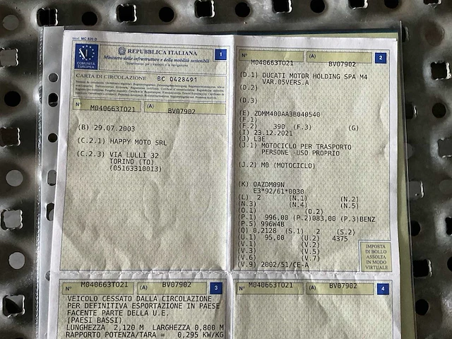 Partij van 9 ducati motorframes met bijhorende documenten/kentekenpapieren - afbeelding 14 van  15