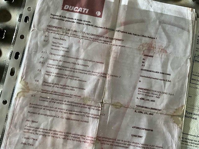 Partij van 9 ducati motorframes met bijhorende documenten/kentekenpapieren - afbeelding 3 van  15