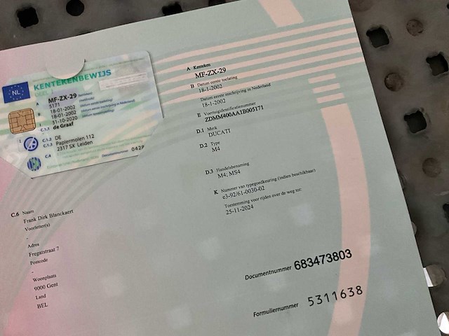 Partij van 9 ducati motorframes met bijhorende documenten/kentekenpapieren - afbeelding 7 van  15