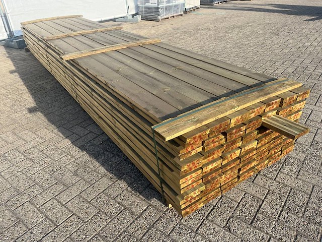Partij vlonderplanken geïmpregneerd 4800x145x27mm 98 stuks - afbeelding 1 van  1