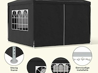 Partytent 3 x 3 meter antraciet met zijwanden - afbeelding 2 van  3
