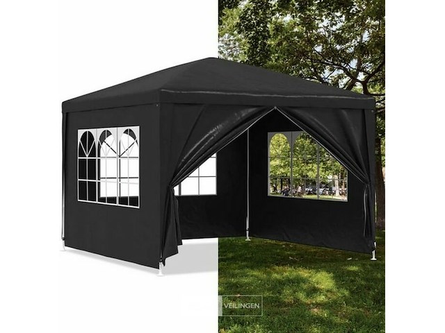 Partytent 3 x 3 meter antraciet met zijwanden - afbeelding 3 van  3