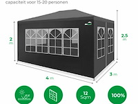 Partytent 3 x 4 m antraciet met zijwanden