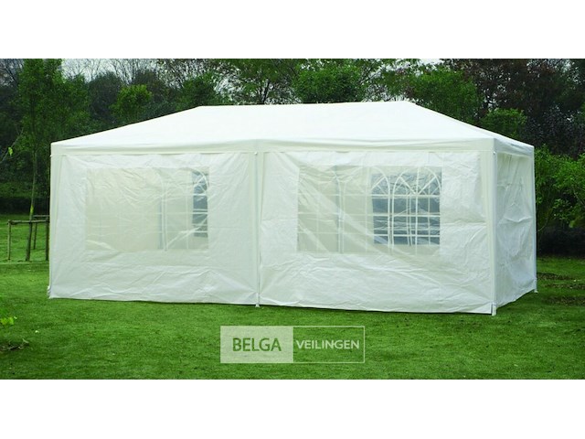 Partytent 3 x 6 m - wit - met zijwanden - afbeelding 3 van  3