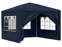 Partytent 3x3m blauw met zijpanelen - afbeelding 1 van  3
