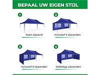 Partytent 3x6m met zijwanden blauw - afbeelding 3 van  4