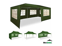 Partytent 3x6m met zijwanden groen - afbeelding 2 van  4