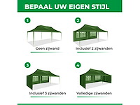 Partytent 3x6m met zijwanden groen - afbeelding 3 van  4