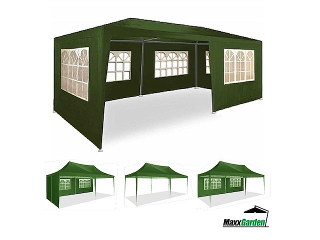 Partytent 3x6m met zijwanden groen - afbeelding 2 van  4