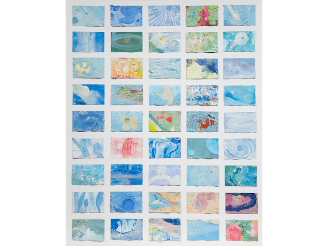 Pascal courcelles (1956), 'les 45 détours de la pensée nouvelle', 2003, oil on paper, collage 100 x 80 cm. (39.36 x 31 1/2 in.), frame: 103.5 x 83.5 cm. (40 3/4 x 32.86 in.) - afbeelding 1 van  8