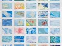 Pascal courcelles (1956), 'les 45 détours de la pensée nouvelle', 2003, oil on paper, collage 100 x 80 cm. (39.36 x 31 1/2 in.), frame: 103.5 x 83.5 cm. (40 3/4 x 32.86 in.)