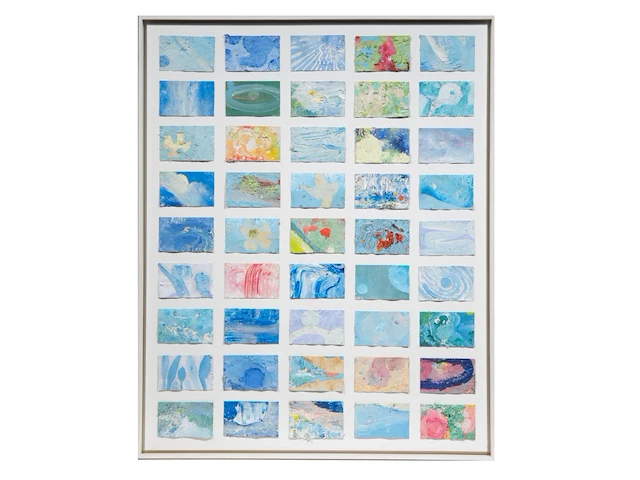 Pascal courcelles (1956), 'les 45 détours de la pensée nouvelle', 2003, oil on paper, collage 100 x 80 cm. (39.36 x 31 1/2 in.), frame: 103.5 x 83.5 cm. (40 3/4 x 32.86 in.) - afbeelding 2 van  8