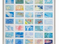 Pascal courcelles (1956), 'les 45 détours de la pensée nouvelle', 2003, oil on paper, collage 100 x 80 cm. (39.36 x 31 1/2 in.), frame: 103.5 x 83.5 cm. (40 3/4 x 32.86 in.) - afbeelding 2 van  8