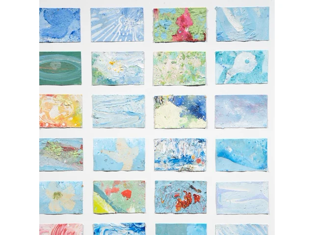 Pascal courcelles (1956), 'les 45 détours de la pensée nouvelle', 2003, oil on paper, collage 100 x 80 cm. (39.36 x 31 1/2 in.), frame: 103.5 x 83.5 cm. (40 3/4 x 32.86 in.) - afbeelding 5 van  8