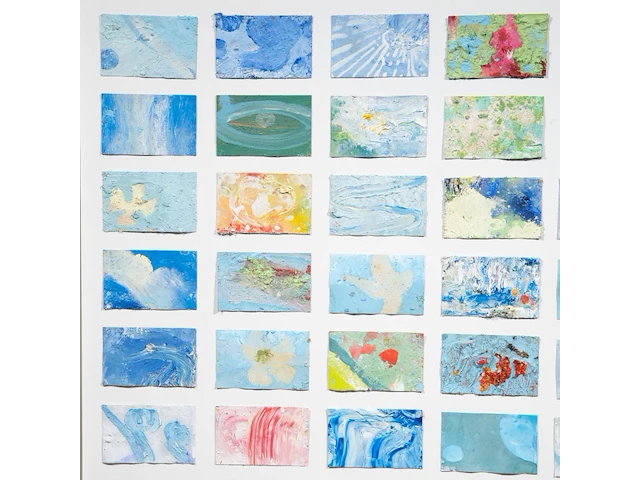 Pascal courcelles (1956), 'les 45 détours de la pensée nouvelle', 2003, oil on paper, collage 100 x 80 cm. (39.36 x 31 1/2 in.), frame: 103.5 x 83.5 cm. (40 3/4 x 32.86 in.) - afbeelding 6 van  8
