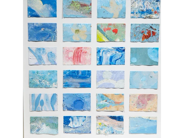 Pascal courcelles (1956), 'les 45 détours de la pensée nouvelle', 2003, oil on paper, collage 100 x 80 cm. (39.36 x 31 1/2 in.), frame: 103.5 x 83.5 cm. (40 3/4 x 32.86 in.) - afbeelding 7 van  8