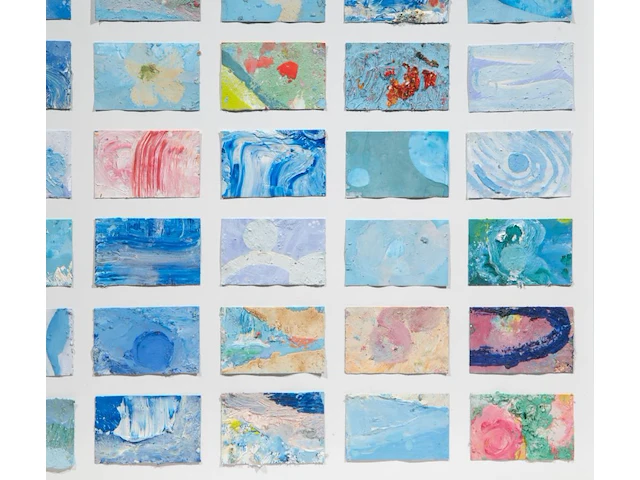 Pascal courcelles (1956), 'les 45 détours de la pensée nouvelle', 2003, oil on paper, collage 100 x 80 cm. (39.36 x 31 1/2 in.), frame: 103.5 x 83.5 cm. (40 3/4 x 32.86 in.) - afbeelding 8 van  8