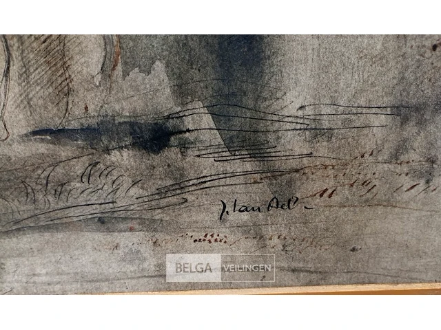 Pastel schilderij op papier, jules van ael, moeder en kind - afbeelding 2 van  2