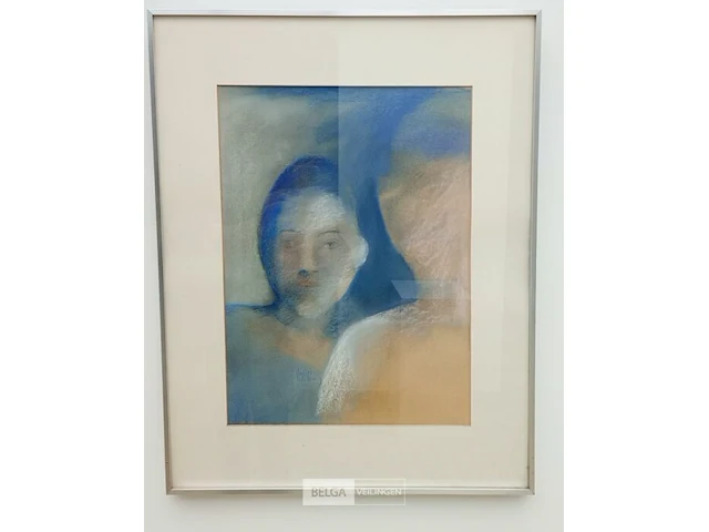 Pastel schilderij op papier, lieve walbers, zonder titel - afbeelding 1 van  1