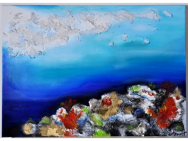 Patricia - landschap aan de waterkant - gemengde techniek op doek - 50x70 cm - afbeelding 2 van  9