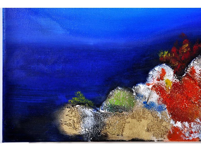 Patricia - landschap aan de waterkant - gemengde techniek op doek - 50x70 cm - afbeelding 5 van  9