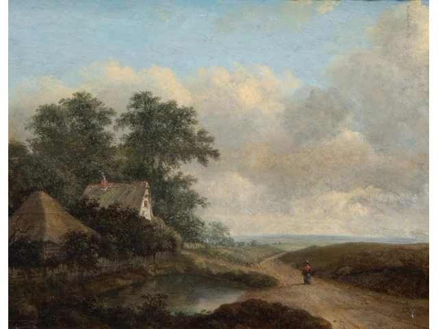Patrick nasmyth (1787-1831), figures in a rural landscape, oil on oak 19.5 x 24 cm. (7.67 x 9.44 in.), frame: 36 x 41 cm. (14.16 x 16.14 in.) - afbeelding 1 van  5