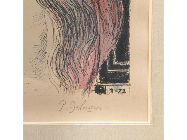Paul delvaux (1897-1994), 'chapeau', lithograph, n° 51/75 63.5 x 43.5 cm. (25 x 17.12 in.), frame: 96.5 x 73.5 cm. (37.99 x 28.94 in.) - afbeelding 4 van  7