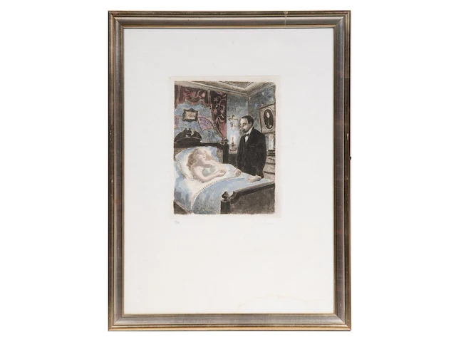 Paul delvaux (1897-1994), 'les derniers beaux jours, jules contemple' (1978), n° 17/20, 38 x 30 cm. (14.96 x 11.81 in.), frame: 84 x 64 cm. (33.07 x 25.19 in.) - afbeelding 2 van  6