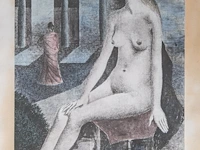 Paul delvaux (1897-1994), 'l'idole', lithograph, n° 60/75 61 x 42 cm. (24.01 x 16.53 in.), frame: 95.5 x 77 cm. (37.60 x 30.30 in.)