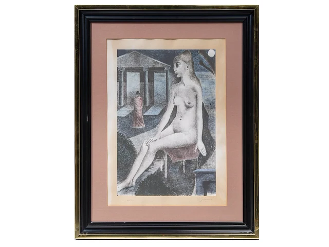 Paul delvaux (1897-1994), 'l'idole', lithograph, n° 60/75 61 x 42 cm. (24.01 x 16.53 in.), frame: 95.5 x 77 cm. (37.60 x 30.30 in.) - afbeelding 2 van  7