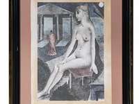 Paul delvaux (1897-1994), 'l'idole', lithograph, n° 60/75 61 x 42 cm. (24.01 x 16.53 in.), frame: 95.5 x 77 cm. (37.60 x 30.30 in.) - afbeelding 2 van  7