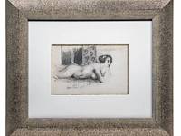 Paul delvaux (1897-1994), 'nu couché', pencil drawing (+) , frame: 46 x 55 cm. (18.10 x 21.64 in.) - afbeelding 2 van  5