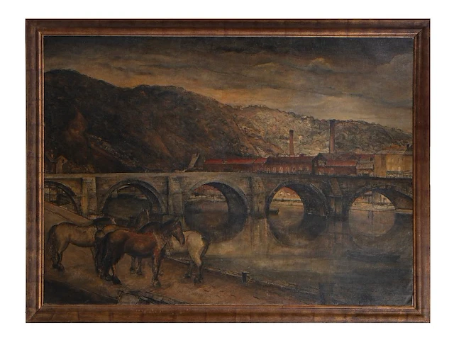 Paul delvaux (1897-1994), ‘pont de huy’, 1927, oil on canvas 120 x 165 cm. (47.24 x 64.95 in.), frame: 136 x 181 cm. (53.53 x 71.26 in.) - afbeelding 3 van  10