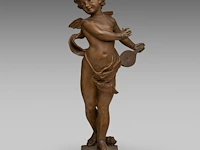 Paul dubois (1829-1905), patinated terracotta sculpture of cupid 58.5 cm. (23.03 in.)