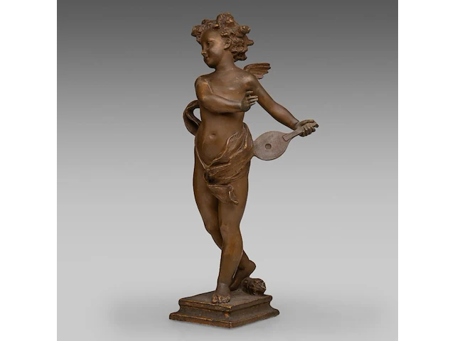 Paul dubois (1829-1905), patinated terracotta sculpture of cupid 58.5 cm. (23.03 in.) - afbeelding 2 van  8