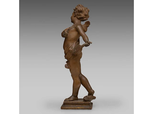 Paul dubois (1829-1905), patinated terracotta sculpture of cupid 58.5 cm. (23.03 in.) - afbeelding 3 van  8