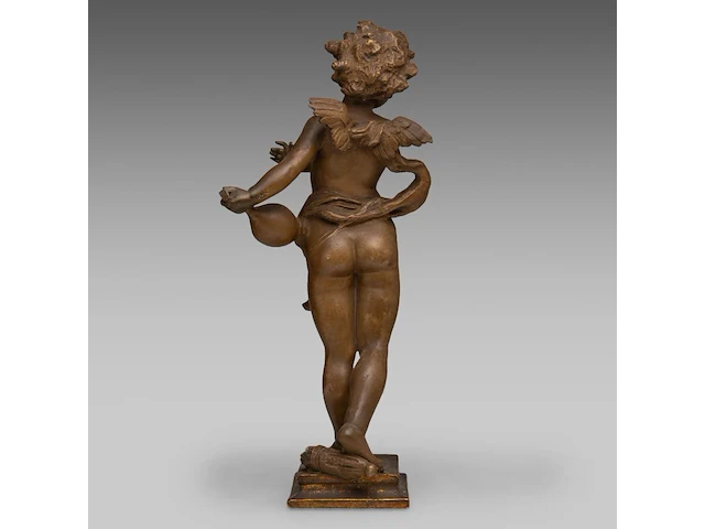 Paul dubois (1829-1905), patinated terracotta sculpture of cupid 58.5 cm. (23.03 in.) - afbeelding 4 van  8