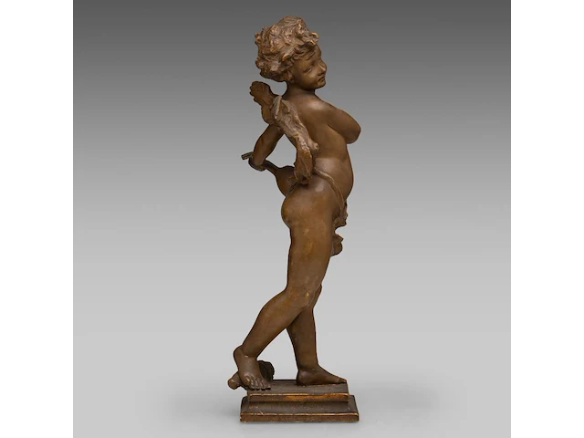 Paul dubois (1829-1905), patinated terracotta sculpture of cupid 58.5 cm. (23.03 in.) - afbeelding 5 van  8