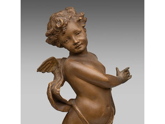 Paul dubois (1829-1905), patinated terracotta sculpture of cupid 58.5 cm. (23.03 in.) - afbeelding 7 van  8