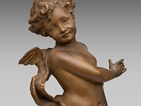 Paul dubois (1829-1905), patinated terracotta sculpture of cupid 58.5 cm. (23.03 in.) - afbeelding 7 van  8
