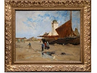 Paul hermanus (1859-1911), fishing boat on a dutch beach, 1900, oil on canvas 75 x 95 cm. (29.53 x 37.39 in.), frame: 104 x 124 cm. (40.93 x 48.82 in.) - afbeelding 2 van  7