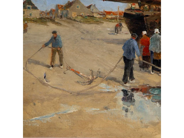 Paul hermanus (1859-1911), fishing boat on a dutch beach, 1900, oil on canvas 75 x 95 cm. (29.53 x 37.39 in.), frame: 104 x 124 cm. (40.93 x 48.82 in.) - afbeelding 5 van  7