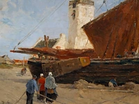 Paul hermanus (1859-1911), fishing boat on a dutch beach, 1900, oil on canvas 75 x 95 cm. (29.53 x 37.39 in.), frame: 104 x 124 cm. (40.93 x 48.82 in.) - afbeelding 7 van  7