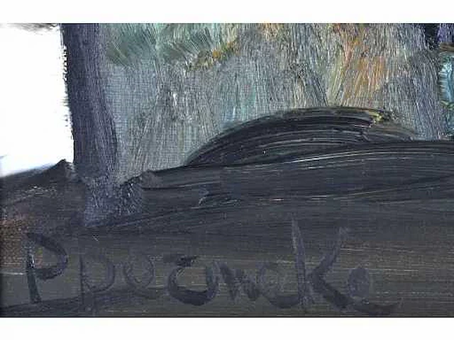 Paul permeke - besneeuwd landschap met boerderijen - olie op doek - 30x40 cm - afbeelding 3 van  6