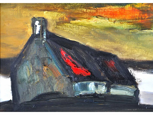 Paul permeke - besneeuwd landschap met boerderijen - olie op doek - 30x40 cm - afbeelding 4 van  6