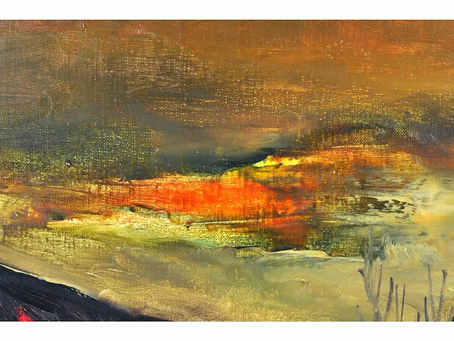 Paul permeke - besneeuwd landschap met boerderijen - olie op doek - 30x40 cm - afbeelding 5 van  6