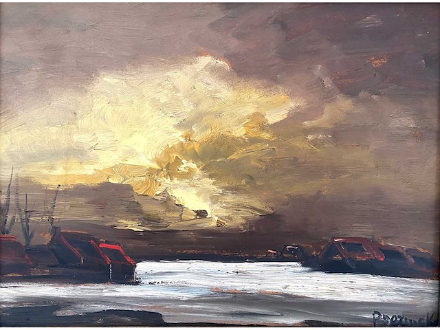 Paul permeke - paysage enneigé - olie op paneel - 30x40 cm - afbeelding 2 van  8